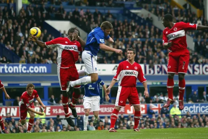 Framed Print : James Beattie Scores Past Ugo Ehiogu for Everton Framed Print : James Beattie Scores Past Ugo Ehiogu for Everton