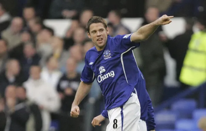 Framed Print : James Beattie's Euphoric Debut Goal for Everton Framed Print : James Beattie's Euphoric Debut Goal for Everton