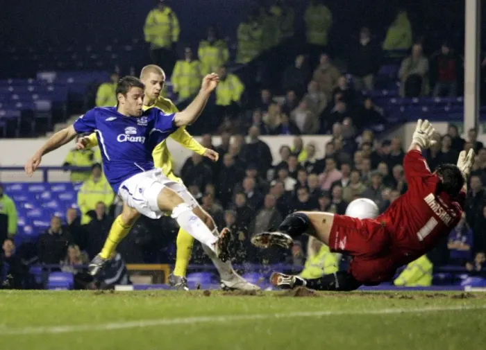 Framed Print : James Beattie's Thwarted Goal: A Heart-Stopping Moment for Everton FC Framed Print : James Beattie's Thwarted Goal: A Heart-Stopping Moment for Everton FC