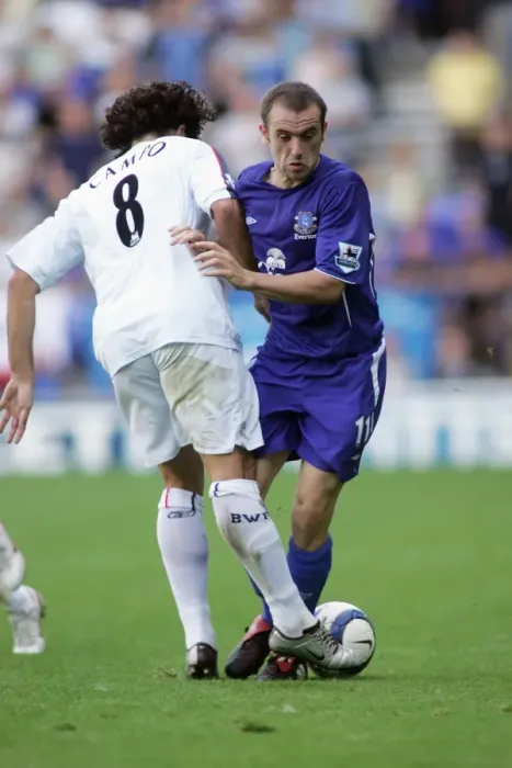 Framed Print : James McFadden: Snatching the Ball from Ivan Campo
