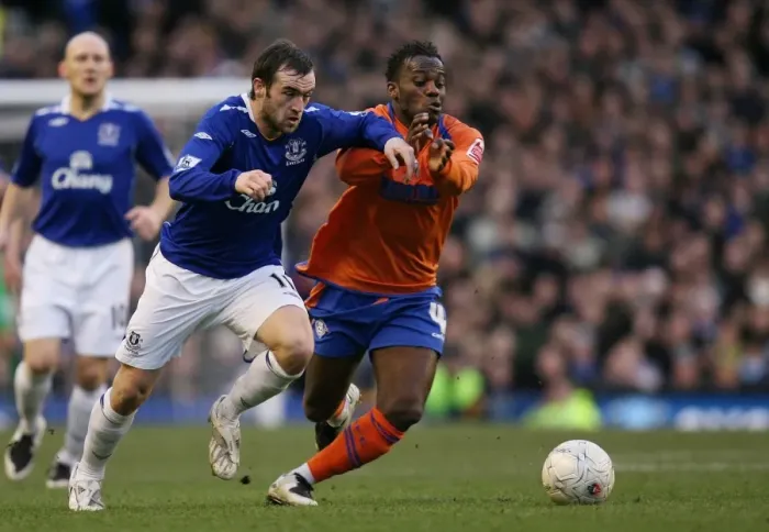 Framed Print : James McFadden vs. JP Kalala: Intense Clash in Everton's FA Cup Third Round Victory over Oldham Athletic (January 2008) Framed Print : James McFadden vs. JP Kalala: Intense Clash in Everton's FA Cup Third Round Victory over Oldham Athletic (January 2008)