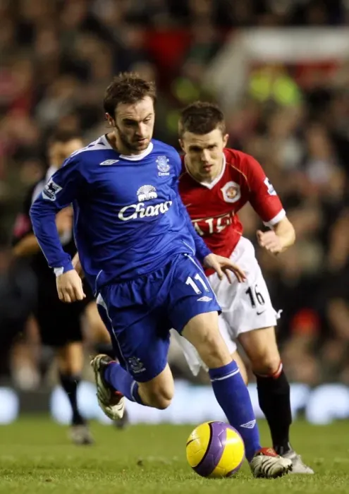 Framed Print : James McFadden vs. Michael Carrick: A Clash of Football Giants (Manchester United vs. Everton, 06 / 07 Season) Framed Print : James McFadden vs. Michael Carrick: A Clash of Football Giants (Manchester United vs. Everton, 06 / 07 Season)