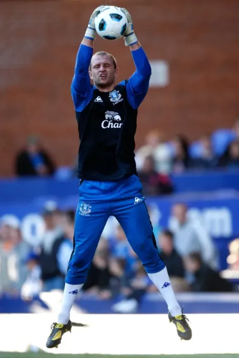 Framed Print : Jan Mucha: Everton's Unyielding Sentinel Between the Posts