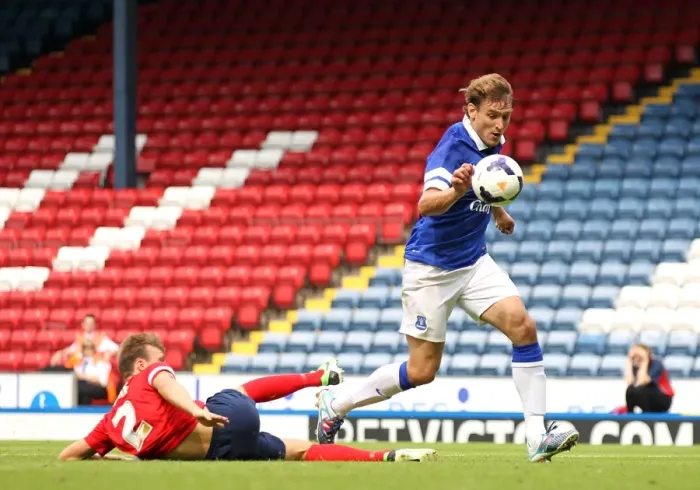 Framed Print : Jelavic Scores Past Kane: Everton's Pre-Season Victory Over Blackburn Rovers (3-1)