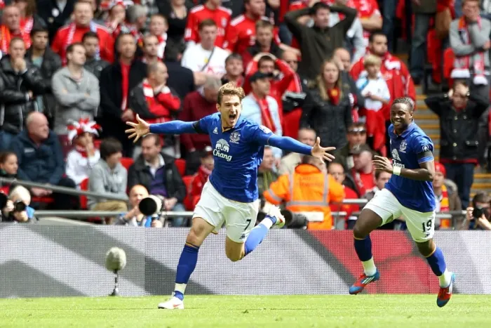 Framed Print : Jelavic Strikes First: Everton's FA Cup Semi-Final Goal Against Liverpool at Wembley Framed Print : Jelavic Strikes First: Everton's FA Cup Semi-Final Goal Against Liverpool at Wembley
