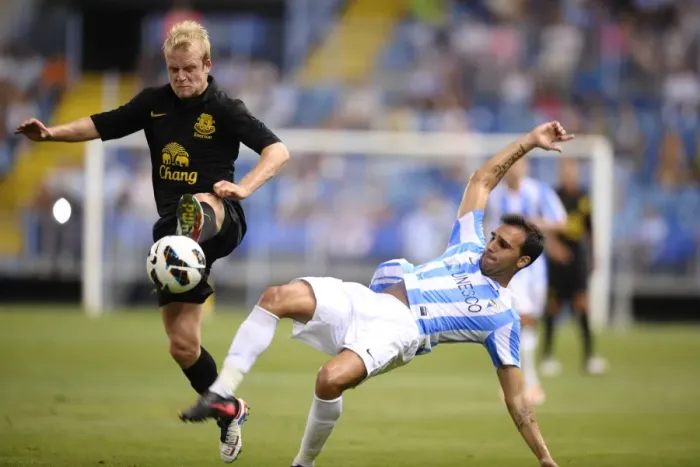Framed Print : Jelavic vs. Gamez: A Clash at La Rosaleda - Everton vs. Malaga CF Pre-Season Friendly Framed Print : Jelavic vs. Gamez: A Clash at La Rosaleda - Everton vs. Malaga CF Pre-Season Friendly