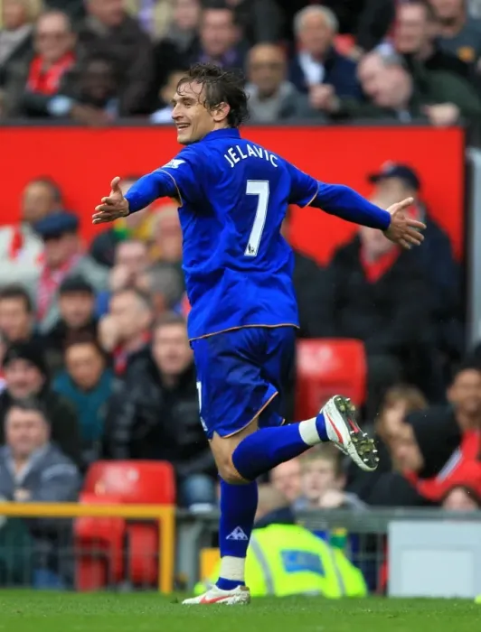 Framed Print : Jelavic's Thrilling Stunner: Everton's Epic Opener vs. Manchester United (April 2012, Old Trafford)