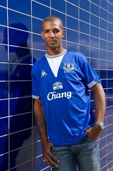 Jermaine Beckford wearing a club shirt is pictured at Evertons Finch Farm training complex