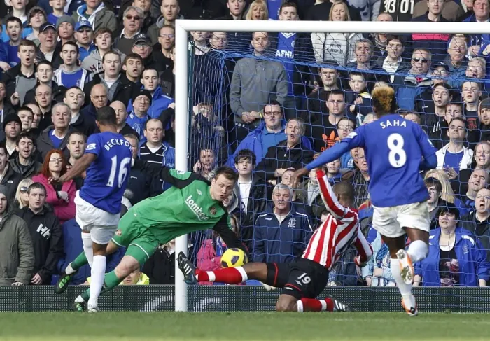 Framed Print : Jermaine Beckford's Double: Everton 2-0 Sunderland (Barclays Premier League, Goodison Park, 26 February 2011) Framed Print : Jermaine Beckford's Double: Everton 2-0 Sunderland (Barclays Premier League, Goodison Park, 26 February 2011)