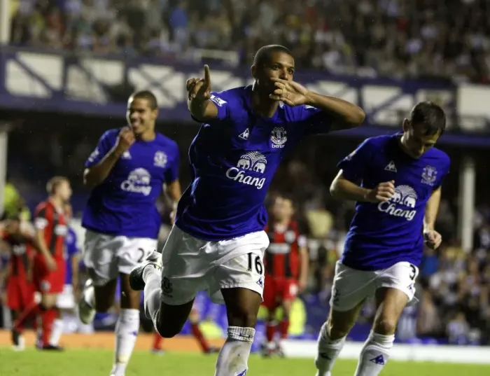 Framed Print : Jermaine Beckford's Thrilling Goal Celebration: Everton's Victory in the Carling Cup Second Round vs Huddersfield (2010) Framed Print : Jermaine Beckford's Thrilling Goal Celebration: Everton's Victory in the Carling Cup Second Round vs Huddersfield (2010)