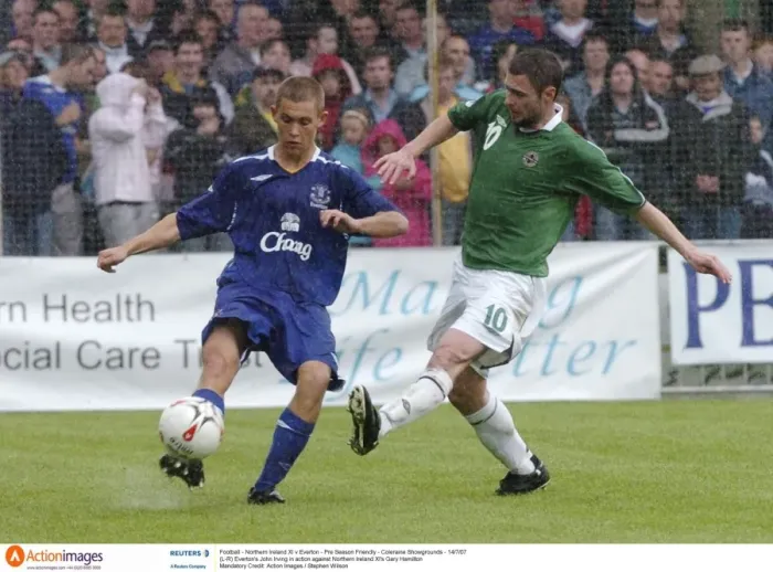 Framed Print : John Irving in Action: Everton vs. Northern Ireland XI - Pre-Season Friendly (July 14, 2007) Framed Print : John Irving in Action: Everton vs. Northern Ireland XI - Pre-Season Friendly (July 14, 2007)