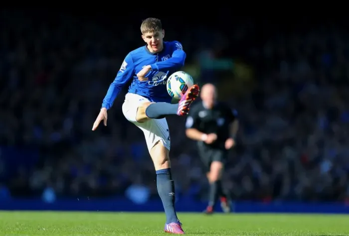 Framed Print : John Stones in Action: Everton vs Southampton, Premier League Showdown at Goodison Park Framed Print : John Stones in Action: Everton vs Southampton, Premier League Showdown at Goodison Park