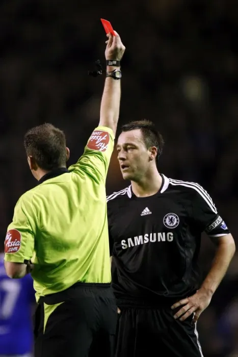Framed Print : John Terry's Red Card: Everton vs Chelsea, Barclays Premier League, 2008