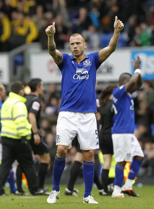 Framed Print : Johnny Heitinga's Triumphant Moment: Everton 1-0 Sunderland, Barclays Premier League (09 April 2012, Goodison Park)