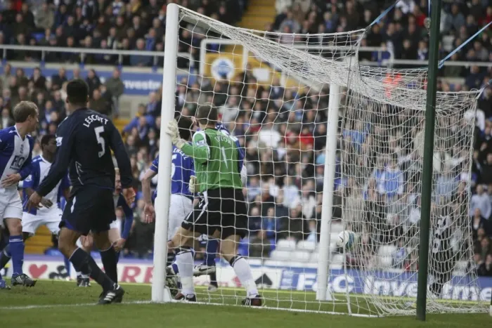 Framed Print : Joleon Lescott Scores First Goal for Everton Against Birmingham City (April 12, 2008) Framed Print : Joleon Lescott Scores First Goal for Everton Against Birmingham City (April 12, 2008)