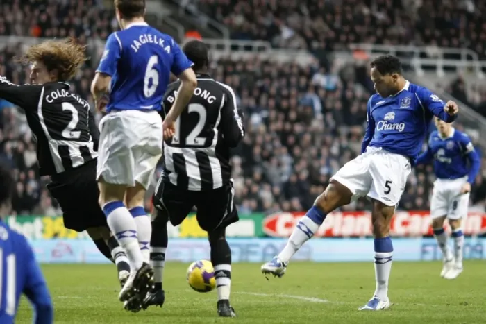 Framed Print : Joleon Lescott's Thrilling Shot: Newcastle United vs Everton, Barclays Premier League, 2009 Framed Print : Joleon Lescott's Thrilling Shot: Newcastle United vs Everton, Barclays Premier League, 2009