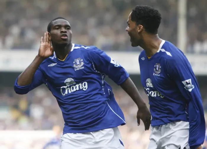 Framed Print : Joseph Yobo's Double: Everton's Second Goal vs. Portsmouth in FA Barclays Premiership (5 / 5 / 07)
