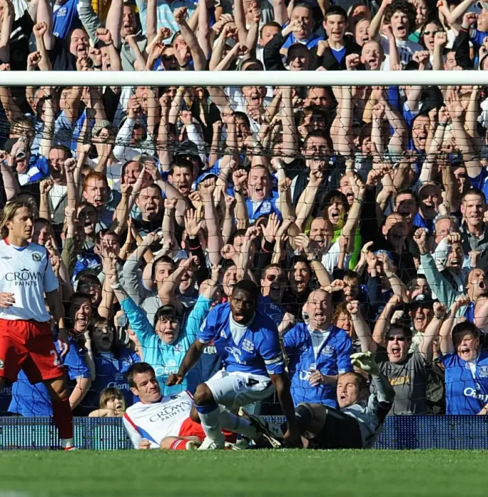 Framed Print : Joseph Yobo's Thriller: Everton's Triumphant Third Goal vs. Blackburn Rovers at Goodison Park Framed Print : Joseph Yobo's Thriller: Everton's Triumphant Third Goal vs. Blackburn Rovers at Goodison Park