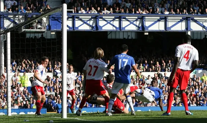 Framed Print : Joseph Yobo's Thrilling Third Goal: Everton vs. Blackburn Rovers at Goodison Park Framed Print : Joseph Yobo's Thrilling Third Goal: Everton vs. Blackburn Rovers at Goodison Park