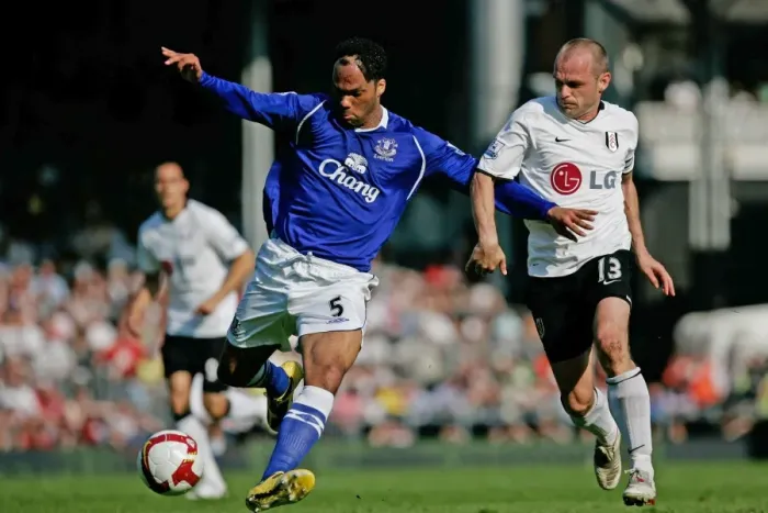 Framed Print : Lecott vs. Murphy: Intense Clash between Everton's Joleon Lescott and Fulham's Danny Murphy in Premier League Showdown (May 2009) Framed Print : Lecott vs. Murphy: Intense Clash between Everton's Joleon Lescott and Fulham's Danny Murphy in Premier League Showdown (May 2009)