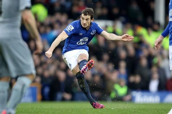 Leighton Baines in Action: Everton vs Newcastle United at Goodison Park - Barclays Premier League