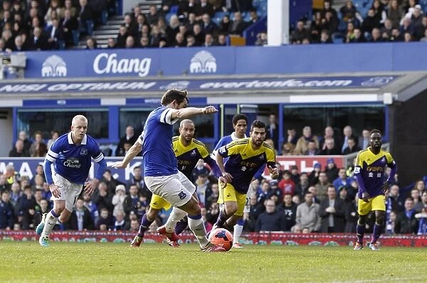 Leighton Baines Scores the Penalty: Everton's Game-Changing Goal in FA Cup Fifth Round vs Swansea City (16-02-2014)