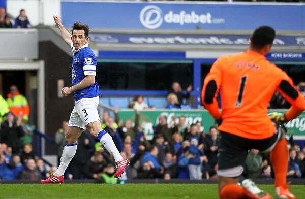Leighton Baines Thrilling Goal: Everton's Triumph Over Swansea City in the Barclays Premier League (22-03-2014, Goodison Park)