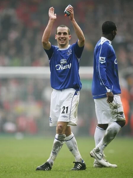 Leon Osman celebrates at the end of the game