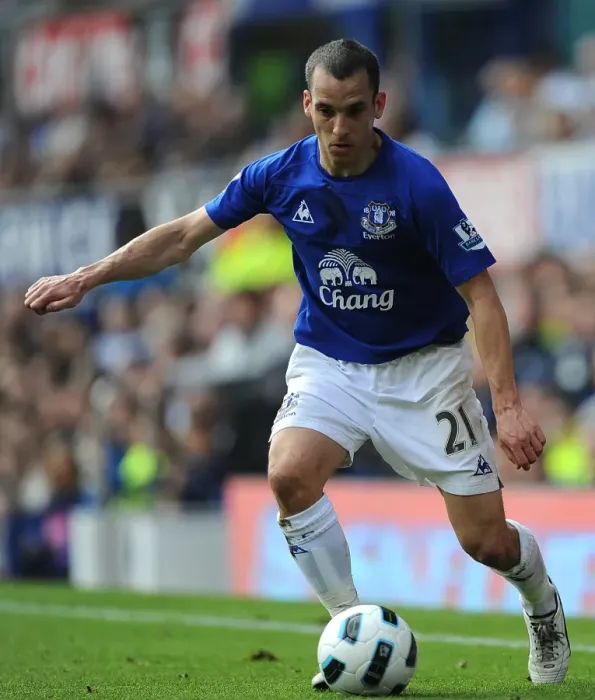 Framed Print : Leon Osman in Action: Everton vs. Blackburn Rovers, Goodison Park - Premier League Clash (April 16, 2011)