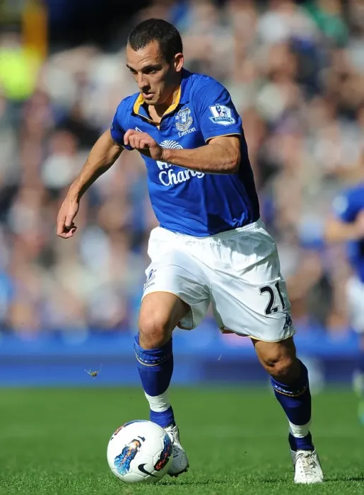 Framed Print : Leon Osman in Action: Everton vs. Wigan Athletic, Goodison Park (September 17, 2011, Barclays Premier League)