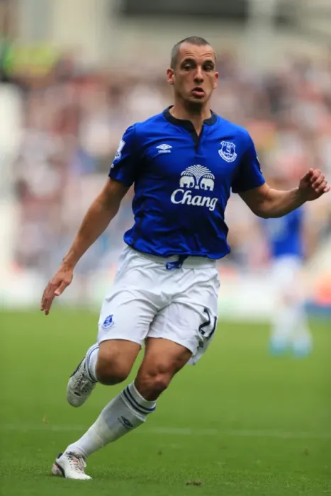 Framed Print : Leon Osman at The Hawthorns: Everton's Battle against West Bromwich Albion, Barclays Premier League