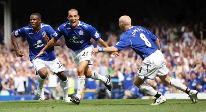 Framed Print : Leon Osman Scores First Goal for Everton in 2007 Season Against Wigan Athletic Framed Print : Leon Osman Scores First Goal for Everton in 2007 Season Against Wigan Athletic