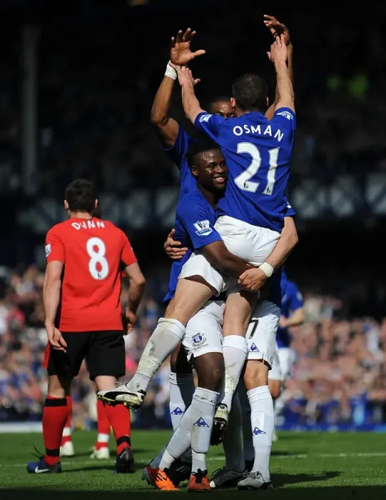 Framed Print : Leon Osman Scores the Opener: Everton FC vs. Blackburn Rovers, Barclays Premier League (16 April 2011, Goodison Park)