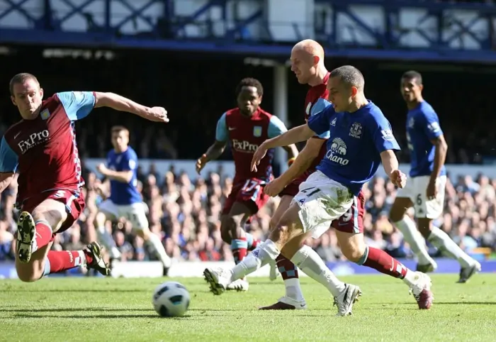 Framed Print : Leon Osman Scores Opening Goal: Everton vs. Aston Villa (04.04.2011, Goodison Park) Framed Print : Leon Osman Scores Opening Goal: Everton vs. Aston Villa (04.04.2011, Goodison Park)