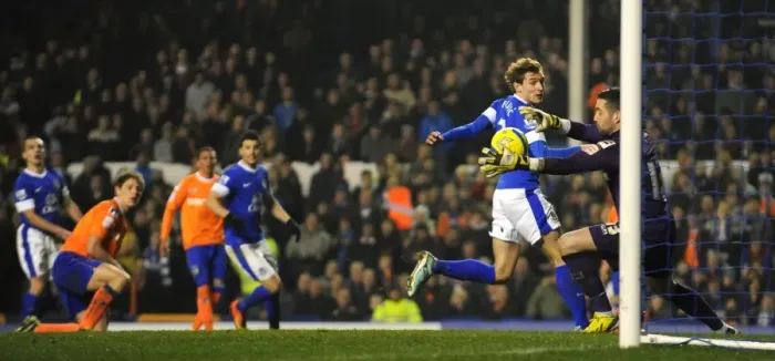 Framed Print : Leon Osman's Game-Winning Header: Everton Advances in FA Cup against Oldham Athletic