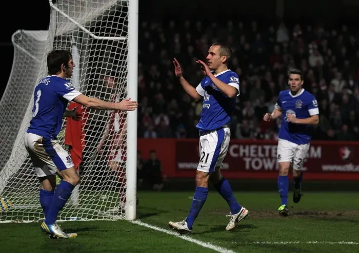 Framed Print : Leon Osman's Hat-Trick: Everton Crushes Cheltenham Town 5-1 in FA Cup Third Round (07-01-2013)