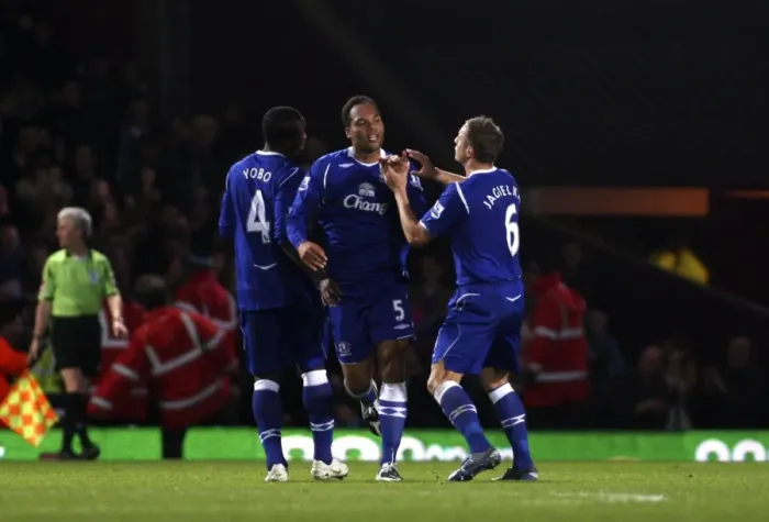 Framed Print : Lescott Scores First Everton Goal: West Ham vs. Everton, 2008 - Joleon Celebrates with Yobo and Jagielka Framed Print : Lescott Scores First Everton Goal: West Ham vs. Everton, 2008 - Joleon Celebrates with Yobo and Jagielka