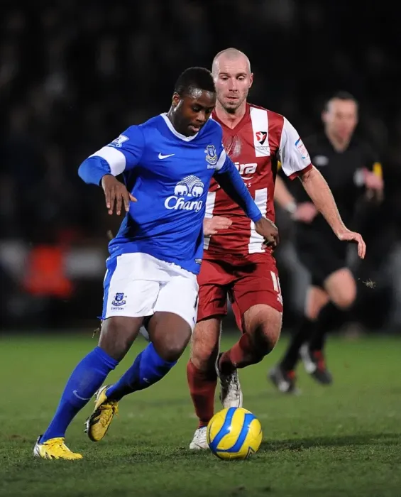 Framed Print : Magaye Gueye's Brilliant Performance: Everton Crushes Cheltenham Town 5-1 in FA Cup Third Round (07-01-2013)