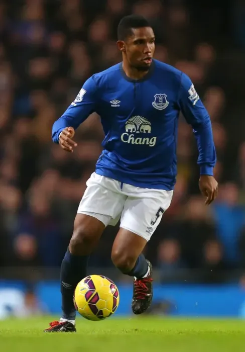 Framed Print : Manchester City vs. Everton: Samuel Eto'o at Etihad Stadium - Barclays Premier League Framed Print : Manchester City vs. Everton: Samuel Eto'o at Etihad Stadium - Barclays Premier League