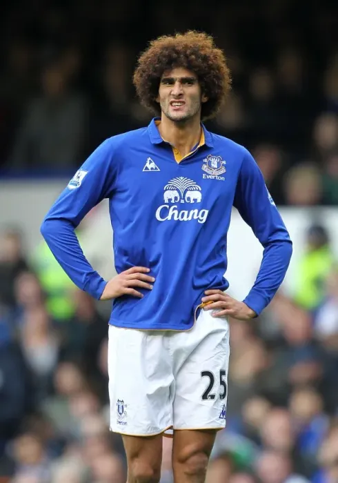 Framed Print : Marouane Fellaini in Action: Everton vs Manchester United, Barclays Premier League, Goodison Park (2011)