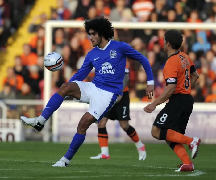 Framed Print : Marouane Fellaini in Action: Everton's Pre-Season Friendly at Tannadice Park Framed Print : Marouane Fellaini in Action: Everton's Pre-Season Friendly at Tannadice Park