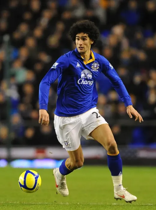 Framed Print : Marouane Fellaini Leads Everton in FA Cup Battle against Fulham at Goodison Park, January 2012 Framed Print : Marouane Fellaini Leads Everton in FA Cup Battle against Fulham at Goodison Park, January 2012
