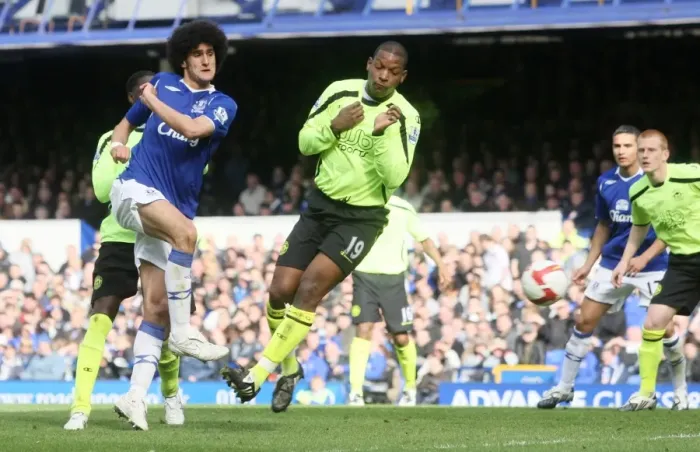 Framed Print : Marouane Fellaini Scores Everton's Second Goal Against Wigan Athletic (05 / 04 / 09) Framed Print : Marouane Fellaini Scores Everton's Second Goal Against Wigan Athletic (05 / 04 / 09)