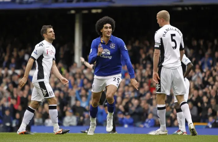 Framed Print : Marouane Fellaini's Double: Everton's Victory Celebration vs. Fulham (April 28, 2012, Goodison Park) Framed Print : Marouane Fellaini's Double: Everton's Victory Celebration vs. Fulham (April 28, 2012, Goodison Park)