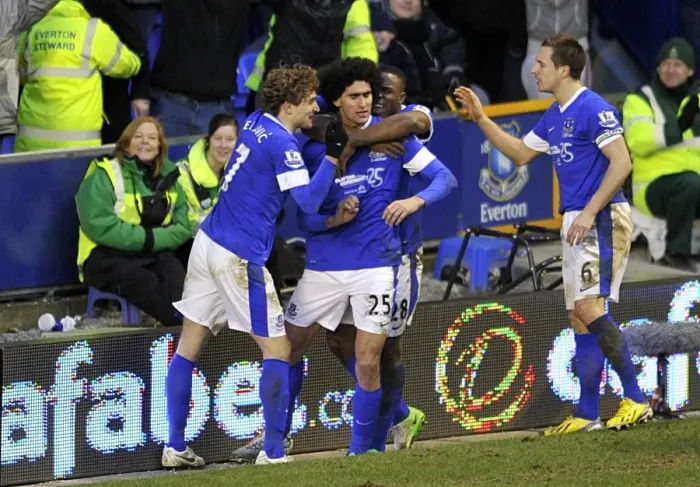 Framed Print : Marouane Fellaini's Dramatic Third Goal: Everton vs. Aston Villa Ends in Thrilling 3-3 Draw (Goodison Park, 2013) Framed Print : Marouane Fellaini's Dramatic Third Goal: Everton vs. Aston Villa Ends in Thrilling 3-3 Draw (Goodison Park, 2013)