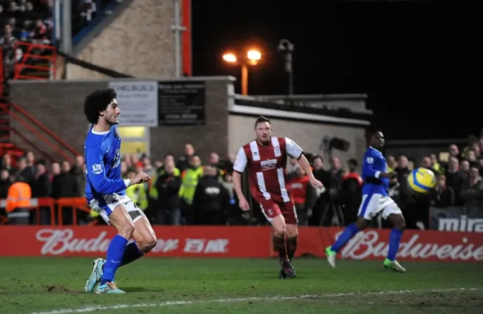 Framed Print : Marouane Fellaini's Fifth Goal: Everton's Dominant FA Cup Win Against Cheltenham Town (07-01-2013, Whaddon Road) Framed Print : Marouane Fellaini's Fifth Goal: Everton's Dominant FA Cup Win Against Cheltenham Town (07-01-2013, Whaddon Road)