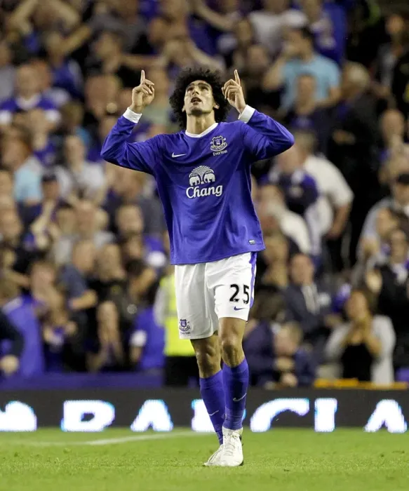 Framed Print : Marouane Fellaini's Stunner: Everton's Historic First Goal vs Manchester United in the Premier League (20-08-2012, Goodison Park)