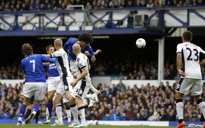 Framed Print : Marouane Fellaini's Stunner: Everton's Second Goal vs. Fulham (April 2012, Goodison Park)