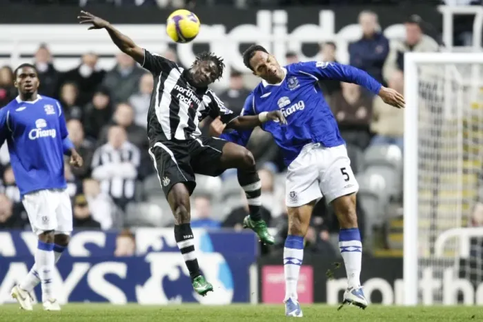 Framed Print : Martins vs. Lescott: Clash between Newcastle and Everton in Barclays Premier League Framed Print : Martins vs. Lescott: Clash between Newcastle and Everton in Barclays Premier League