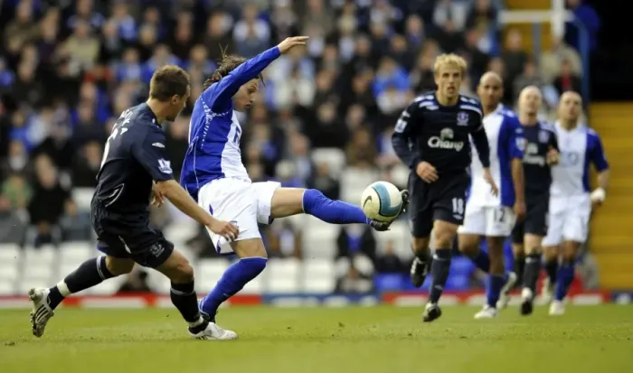 Framed Print : Mauro Zarate Slips Past Jagielka: Birmingham's Edge over Everton in Barclays Premier League Framed Print : Mauro Zarate Slips Past Jagielka: Birmingham's Edge over Everton in Barclays Premier League